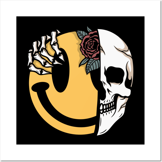 Smile rose skull Wall Art by gggraphicdesignnn